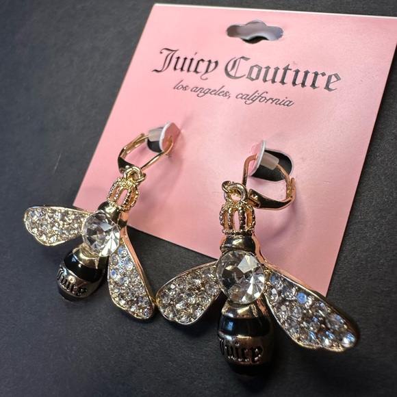 Juicy Couture Gold and Clear Rhinestone Queen Bee Earrings 🐝 - Picture 5 of 6